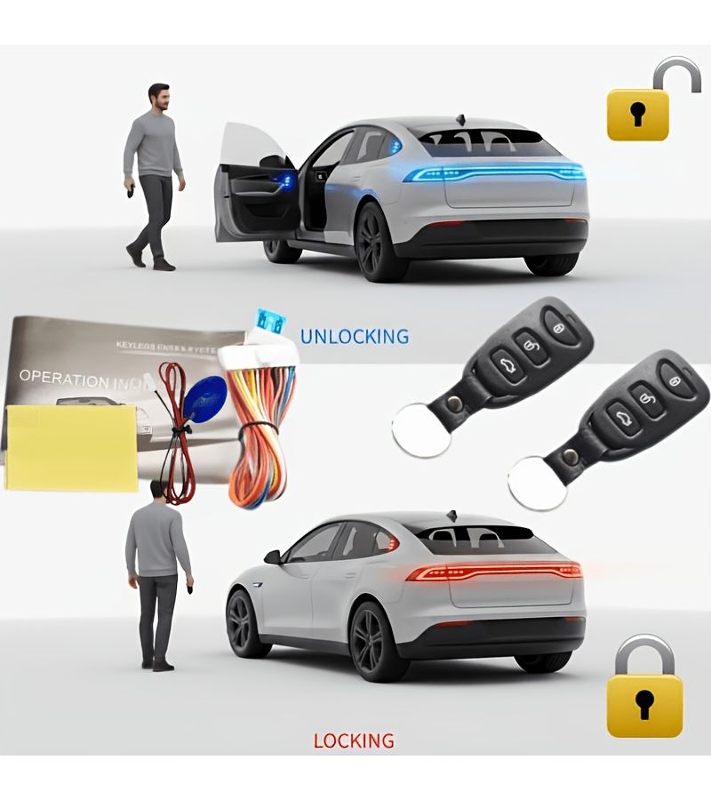 12V Universal Car Keyless Entry Central Locking Remote System Smart Sensing Anti Theft LS004 - Image 2