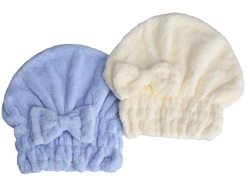 MAYOUTH Microfiber Hair Drying Towels Head wrap with Bow-Knot Shower Cap Hair Turban hairWrap Bath Cap for Curly Long & Wet Hair Gift for Women 2pack - Image 1