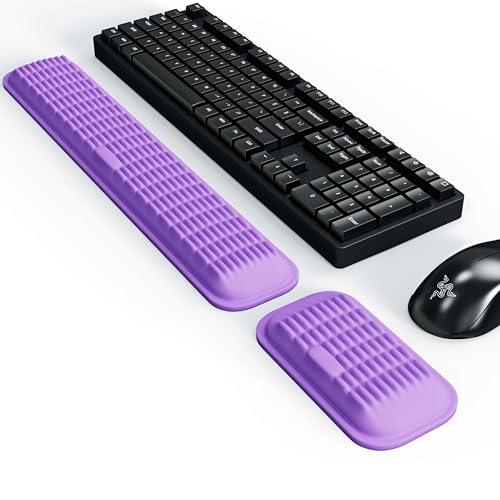 MEKASS Ergonomic Wrist Rest for Keyboard and Mouse, Soft Memory Foam Keyboard Wrist Rest Set with Non-Slip Silicone Base, Easy Typing, Pain Relief, Comfort for Office, Work, Gaming (Purple) - Image 4