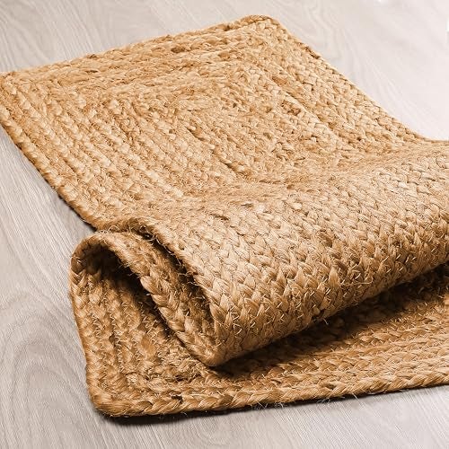 Goroly Home Reversible Jute Braided Table Runner - Farmhouse Burlap, Natural, Organic Eco-Friendly Rustic Vintage Dining - 13x36 Inch - Image 1