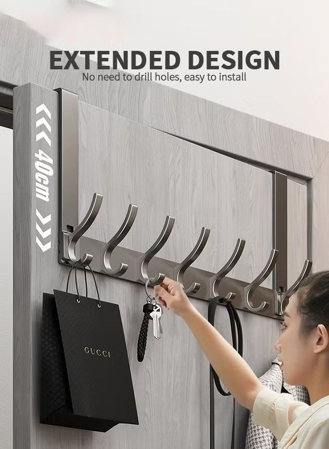 كيلا خطافات فوق الباب، 7 خطافات تعليق باب متينة، متينة وسهلة التركيب، للحمام وغرفة النوم والمطبخ وتعليق المناشف والمعاطف - Image 4