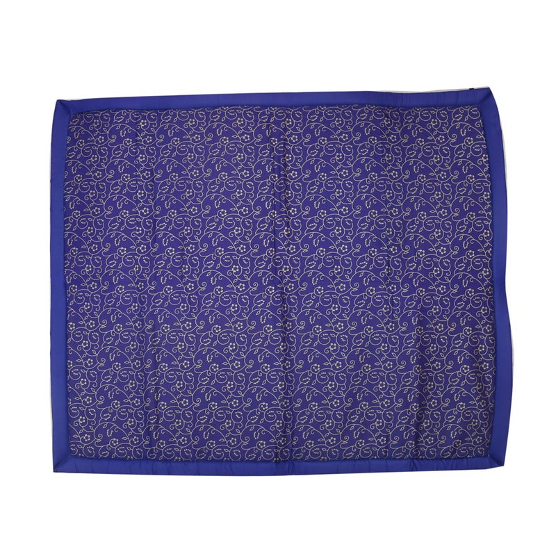 KALA DARSHAN CRAFTS BAZAAR KALA DARSHAN CRAFTS BAZAAR Foldable korai Grass Chatai 182 X 182 CM with 15MM Thickness Hand Made Blue Butter Satin  - Image 4
