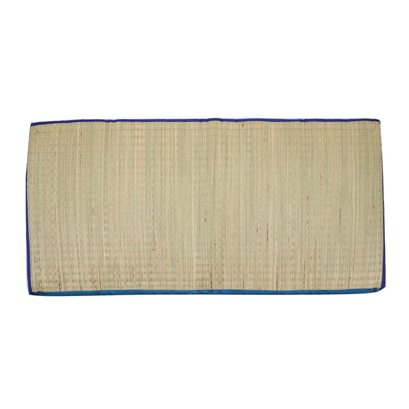 KALA DARSHAN CRAFTS BAZAAR KALA DARSHAN CRAFTS BAZAAR Foldable korai Grass Chatai 182 X 182 CM with 15MM Thickness Hand Made Blue Butter Satin  - Image 3
