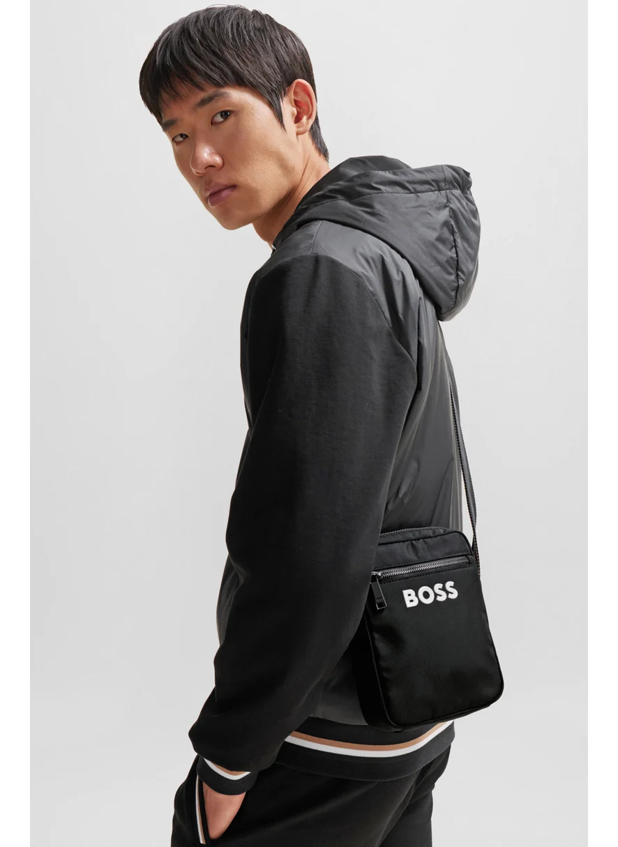 BOSS Crossbody bag with contrast logo and signature-stripe strap