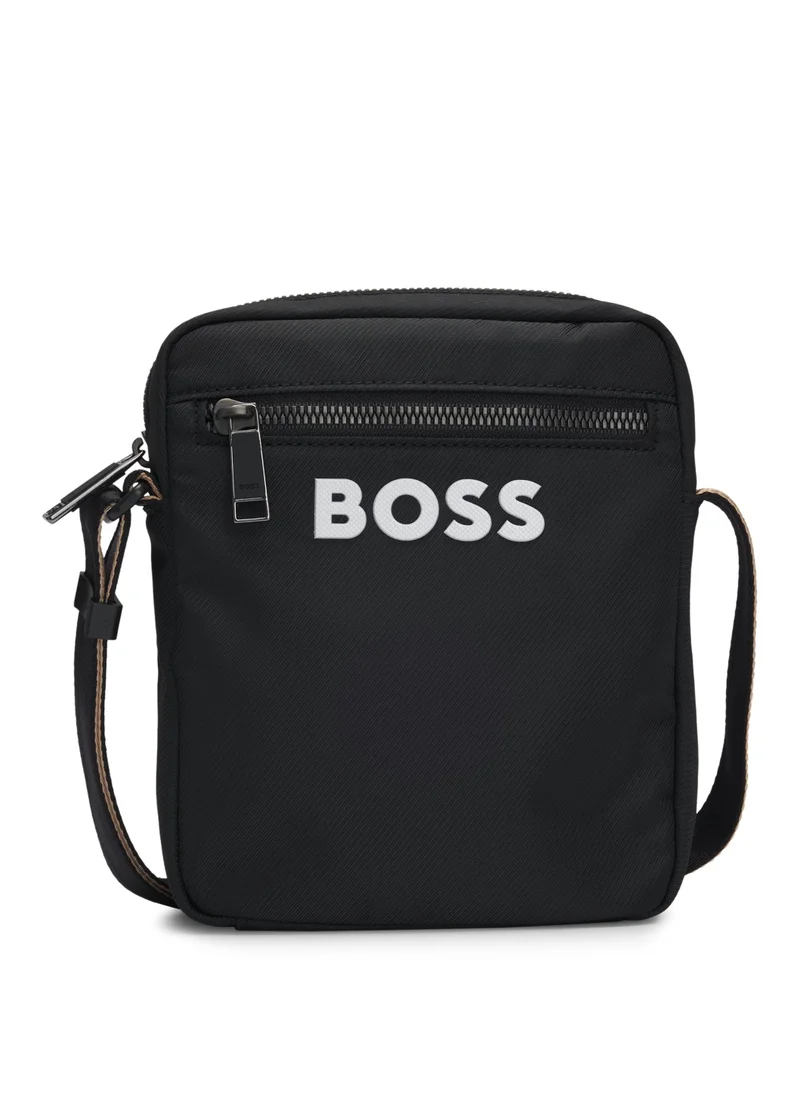 BOSS Crossbody bag with contrast logo and signature-stripe strap