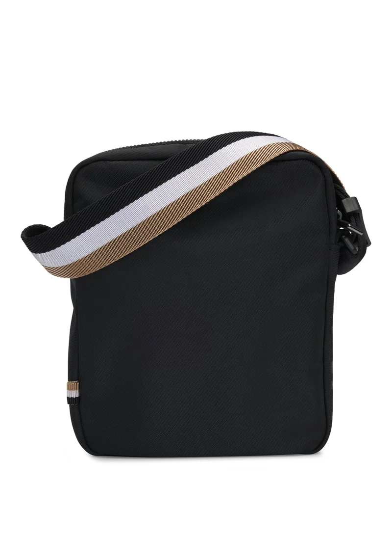 BOSS Crossbody bag with contrast logo and signature-stripe strap