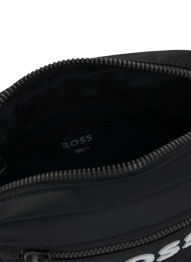 BOSS Crossbody bag with contrast logo and signature-stripe strap