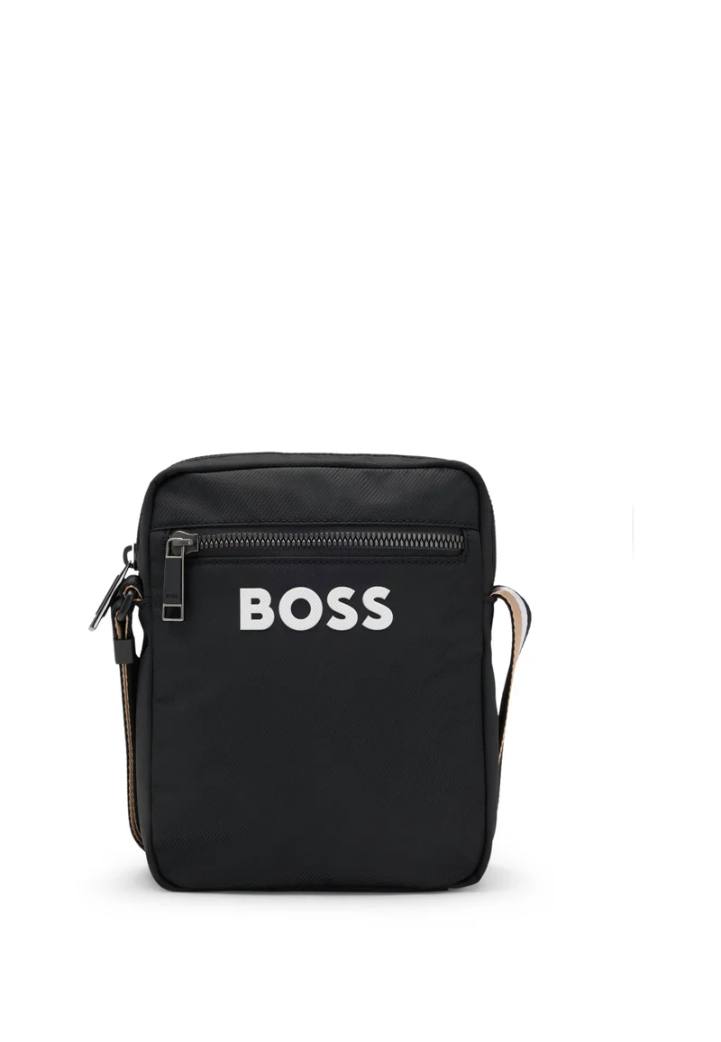 BOSS Crossbody bag in structured fabric with raised logo