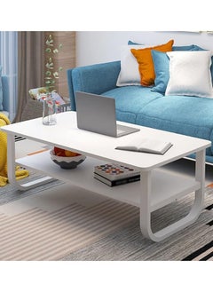 keke White Marble finish Top 2 Tier Modern Living Room Home Sofa Table 100Cm  - Image 1