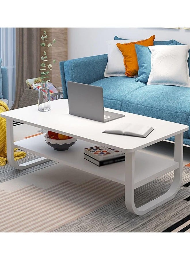 keke - White Marble finish Top 2 Tier Modern Living Room Home Sofa Table 100Cm - Image 1