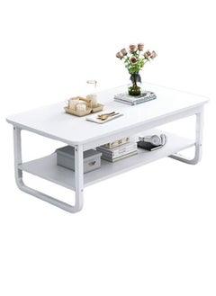 keke White Marble finish Top 2 Tier Modern Living Room Home Sofa Table 100Cm  - Image 2