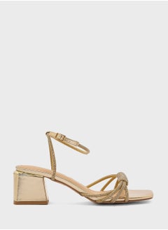 Truffle Diamante Ankle Strap Multi Strap Block Heel Sandal  - Image 1
