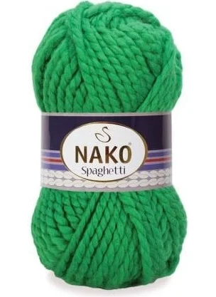 Nako Spaghetti 11347 5 Pieces Winter Yarn Wool Neon Green