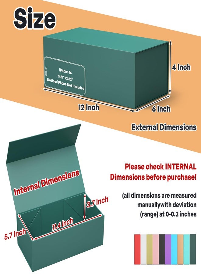 RYDDOY صندوق هدايا أخضر من RYDDOY، مقاس 12×6×4 بوصة، صندوق هدايا للهدايا بغطاء قابل للطي بإغلاق مغناطيسي، مثالي كصندوق اقتراح لوصيفات العروس، أو لحفلات الزفاف، أو أعياد الميلاد، أو الهالوين، أو كغلاف هدايا. - Image 2