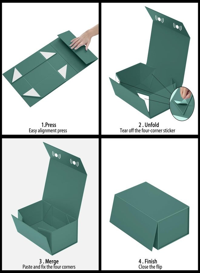 RYDDOY صندوق هدايا أخضر من RYDDOY، مقاس 12×6×4 بوصة، صندوق هدايا للهدايا بغطاء قابل للطي بإغلاق مغناطيسي، مثالي كصندوق اقتراح لوصيفات العروس، أو لحفلات الزفاف، أو أعياد الميلاد، أو الهالوين، أو كغلاف هدايا. - Image 5