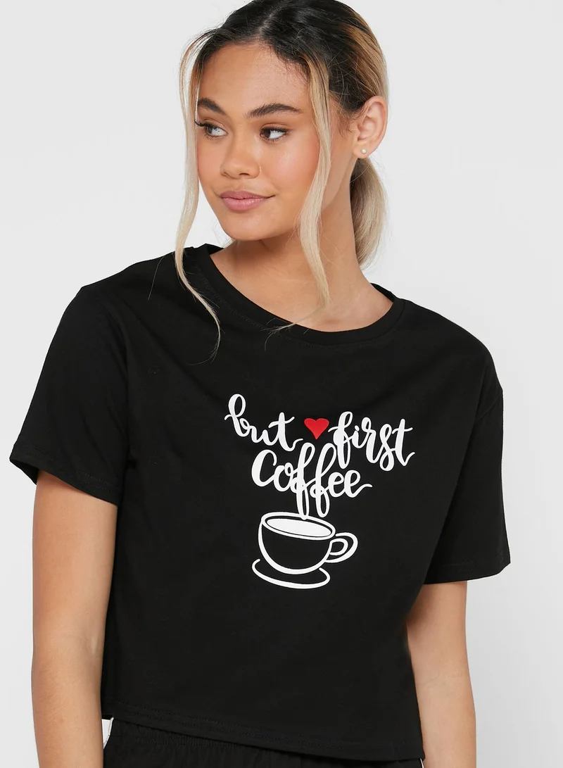 Ginger Slogan Top Pyjama Set