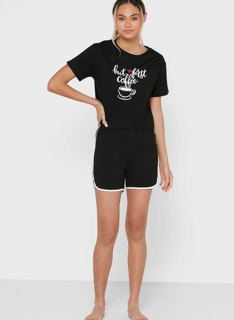 Ginger Slogan Top Pyjama Set