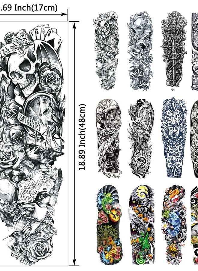 DaLin Temporary Tattoo تاتو مؤقت كبير جداً من دا لين - أكمام تاتو كاملة ونصف للرجال والنساء 20 ورقة - Image 2