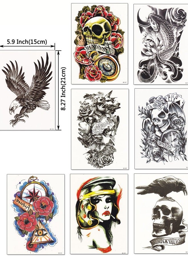 DaLin Temporary Tattoo تاتو مؤقت كبير جداً من دا لين - أكمام تاتو كاملة ونصف للرجال والنساء 20 ورقة - Image 3