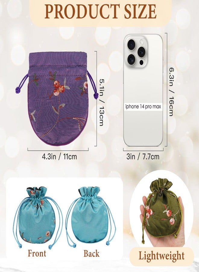 kilofly 12 Silk Coin Purse Drawstring Floral Embroidered Jewelry Bag Gift Pouch - Image 2