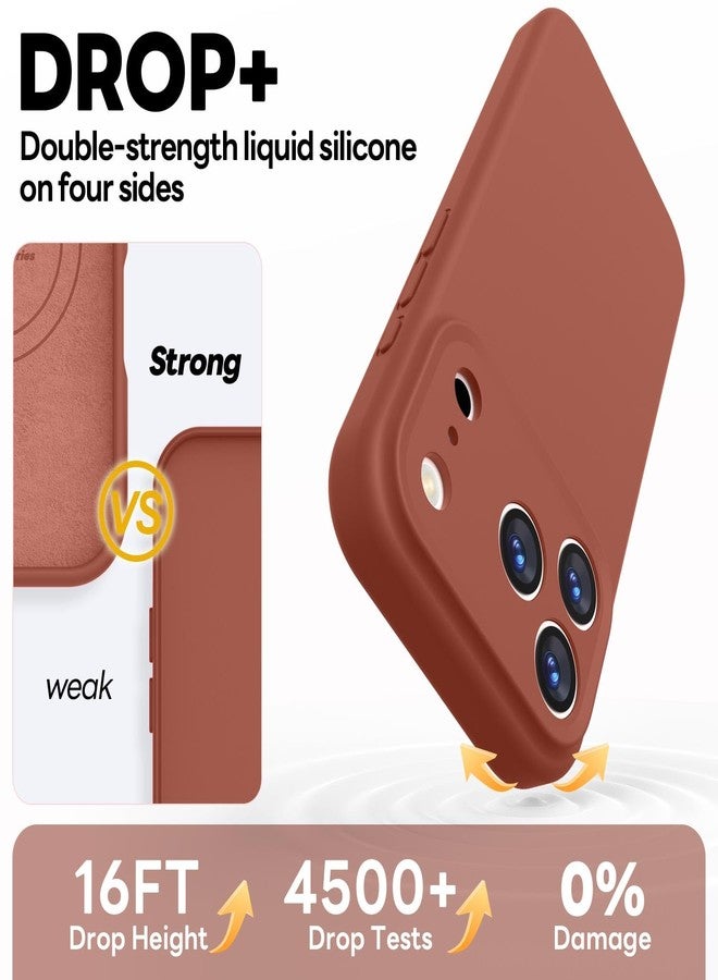 Vooii Magnetic Compatible with iPhone 17 Pro Case (Compatible with Magsafe) (Upgraded Camera Protection) Liquid Silicone Shockproof Full Body Protective Phone Cover for Women Men, Caramel, 6.3” - Image 4