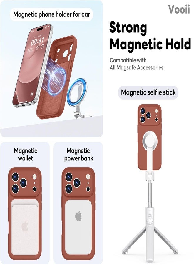 Vooii Magnetic Compatible with iPhone 17 Pro Case (Compatible with Magsafe) (Upgraded Camera Protection) Liquid Silicone Shockproof Full Body Protective Phone Cover for Women Men, Caramel, 6.3” - Image 3