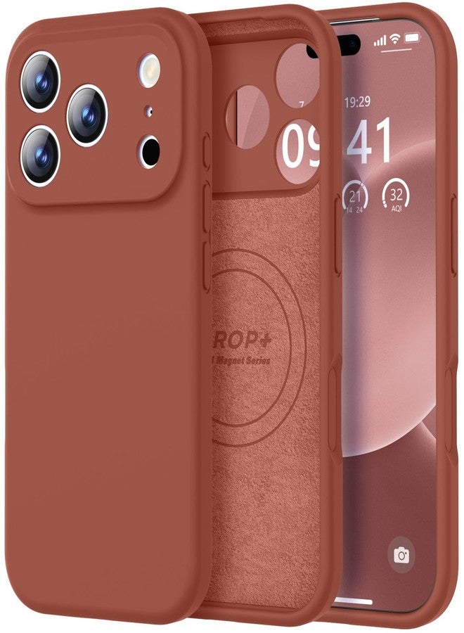 Vooii Magnetic Compatible with iPhone 17 Pro Case (Compatible with Magsafe) (Upgraded Camera Protection) Liquid Silicone Shockproof Full Body Protective Phone Cover for Women Men, Caramel, 6.3” - Image 1