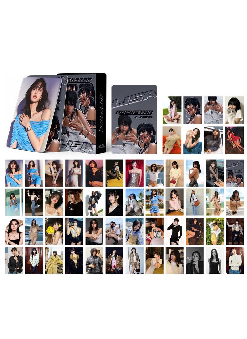 xozgdovg Integrated KPOP Korean Wave photo card 55 boxed DIY collection IVE to assist LISA Karl-Rockstar 