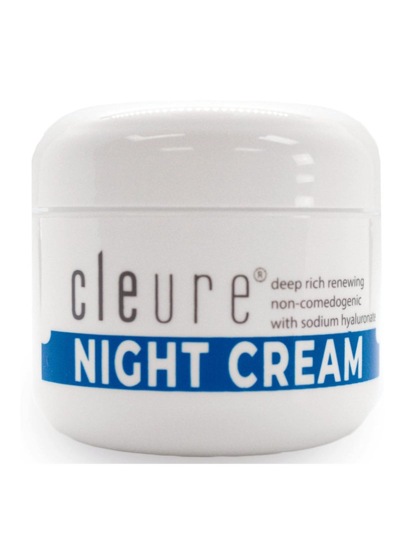 Cleure Cleure Hyaluronic Acid & Shea Butter Anti-Aging Night Cream for Sensitive Skin, Gluten, Salicylate, Paraben & Fragrance Free (2 oz, Pack of 1)  - Image 1