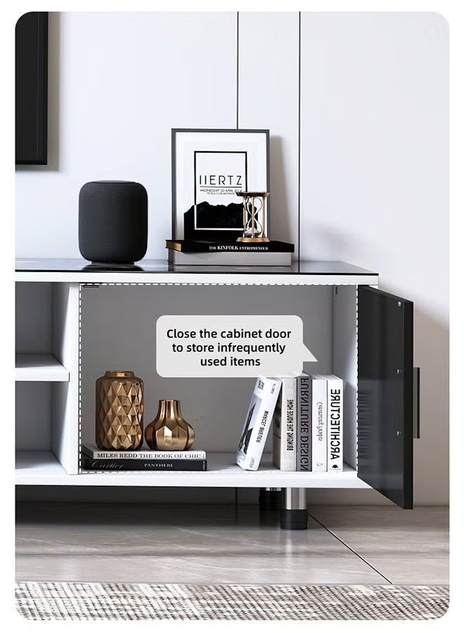 140cm Modern TV Table, Television Stand, Modern Minimalist TV Cabinet, TV Unit TV Stand TV Bench with Storage Shelves, Multifunctional TV Desk for Entertainment Center Gaming Media Home Living Room (DSG015-140) - Image 3