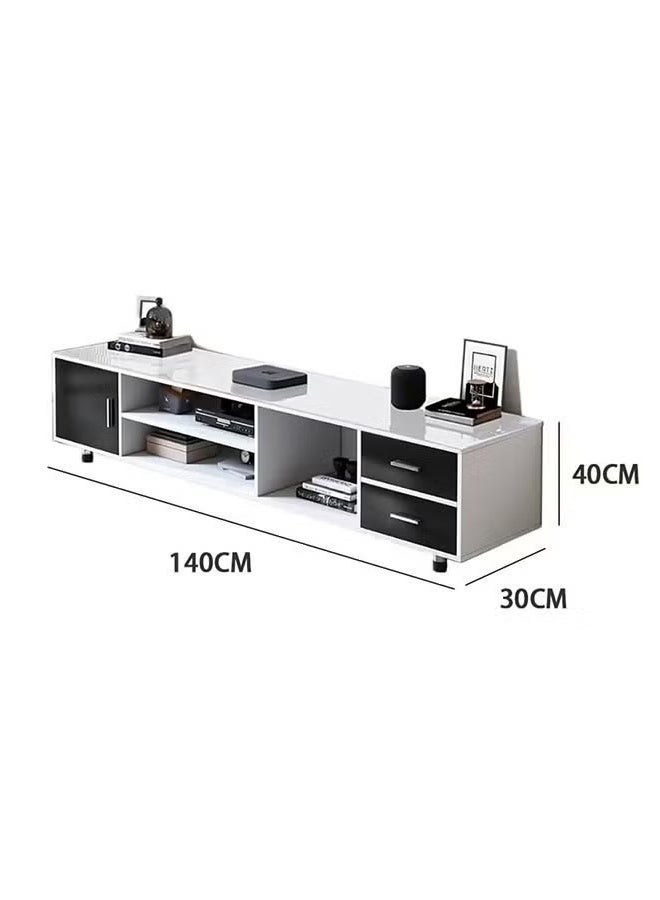 140cm Modern TV Table, Television Stand, Modern Minimalist TV Cabinet, TV Unit TV Stand TV Bench with Storage Shelves, Multifunctional TV Desk for Entertainment Center Gaming Media Home Living Room (DSG015-140) - Image 2