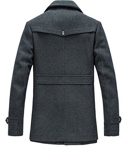chouyatou Men's Stand Collar Wool-Blend Classic Pea Coat with Removable Inner Collar (XX-Large, H36-Gray) - Image 2
