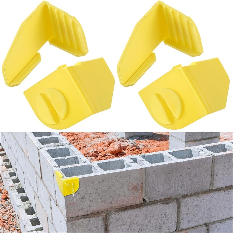 4 Pcs Construction Worker Line Anchor Corner Brackets Plastic Bricklaying Tools For Securing Lines At Brick Corner Points Yellow - Image 5