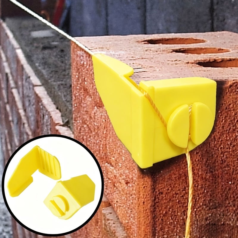 4 Pcs Construction Worker Line Anchor Corner Brackets Plastic Bricklaying Tools For Securing Lines At Brick Corner Points Yellow - Image 1