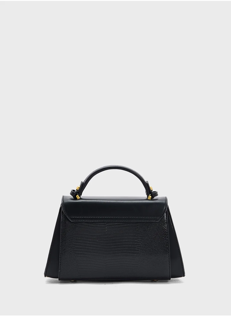 ELLA Snake Print Panel Satchel Bag