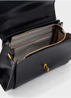 ELLA Snake Print Panel Satchel Bag  - Image 5