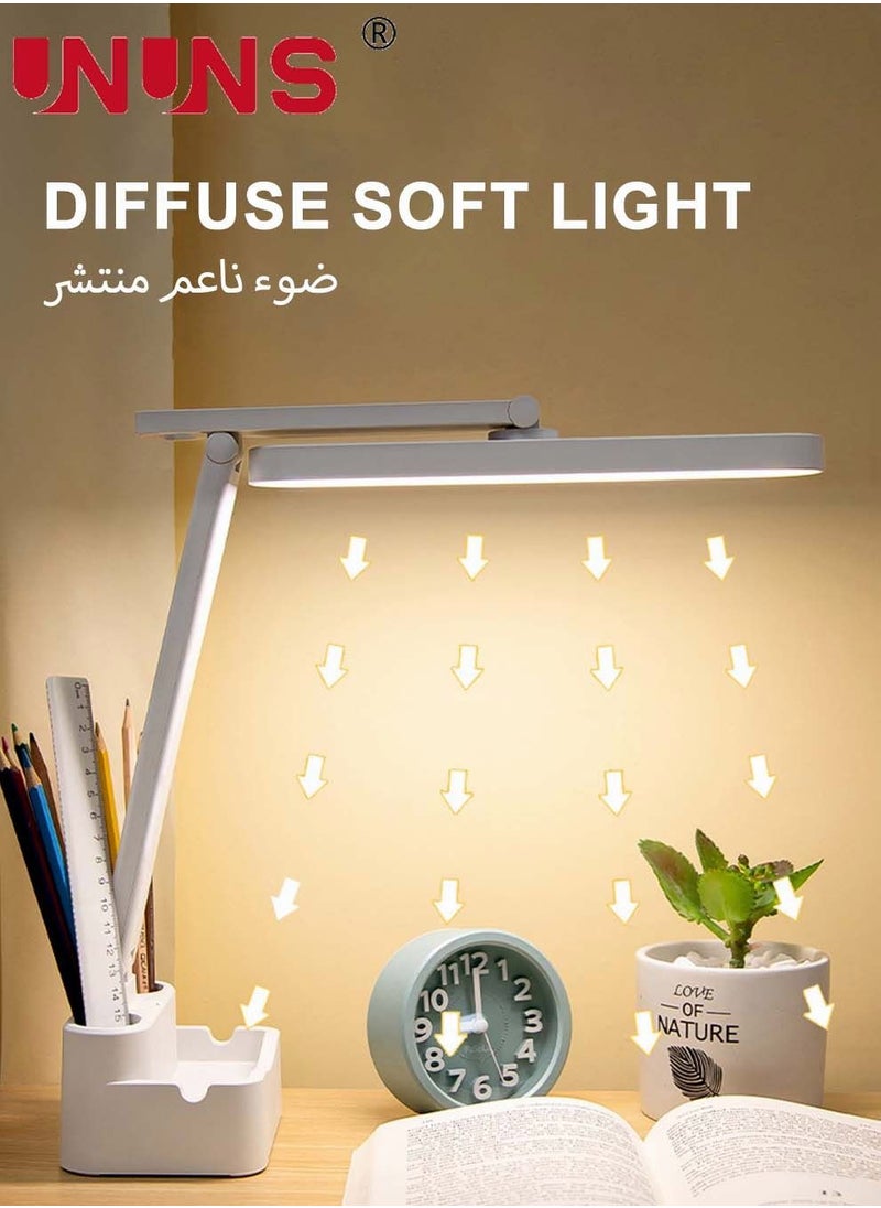 UNUNS - LED Desk Lamp With USB Port,Eye-Caring Table Lamp With 3 Color Light Modes,Remote Control Desk Lamp Desk Light With Phone Holder And Storage,Led Desk Lamp - Image 1
