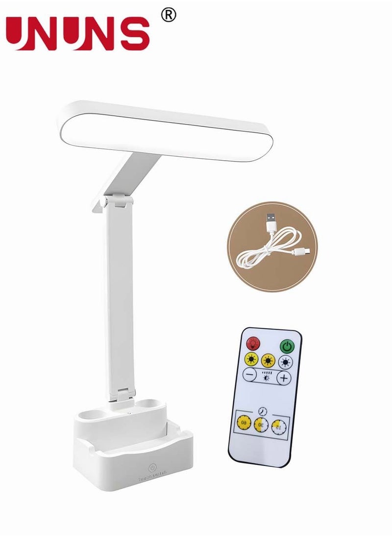 UNUNS - LED Desk Lamp With USB Port,Eye-Caring Table Lamp With 3 Color Light Modes,Remote Control Desk Lamp Desk Light With Phone Holder And Storage,Led Desk Lamp - Image 1
