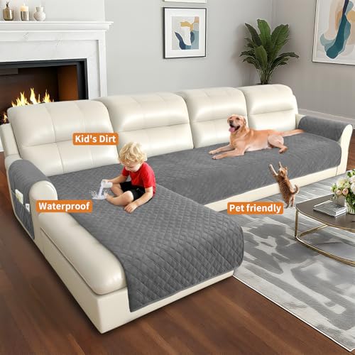 Arfntevss Waterproof L Shape Sectional Couch Covers for Sectional Washable Velvet Sofa Cover for Dogs Pets L Shaped Couch Cushion Protector Non Slip U Shaped Sofa Slipcover Set (Dark Grey, X-Large) - Image 5