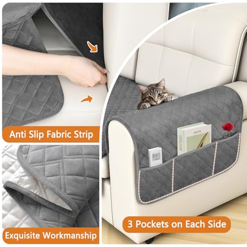 Arfntevss Waterproof L Shape Sectional Couch Covers for Sectional Washable Velvet Sofa Cover for Dogs Pets L Shaped Couch Cushion Protector Non Slip U Shaped Sofa Slipcover Set (Dark Grey, X-Large) - Image 4