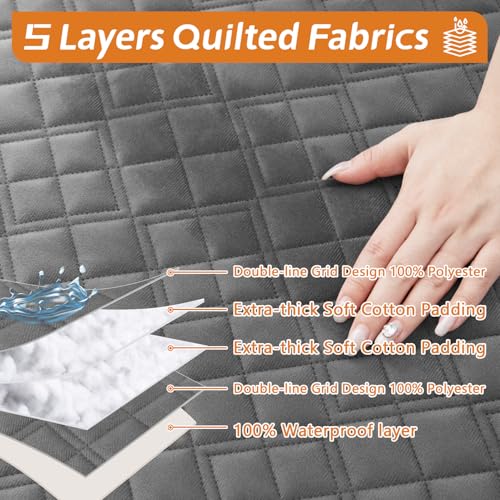 Arfntevss Waterproof L Shape Sectional Couch Covers for Sectional Washable Velvet Sofa Cover for Dogs Pets L Shaped Couch Cushion Protector Non Slip U Shaped Sofa Slipcover Set (Dark Grey, X-Large) - Image 3