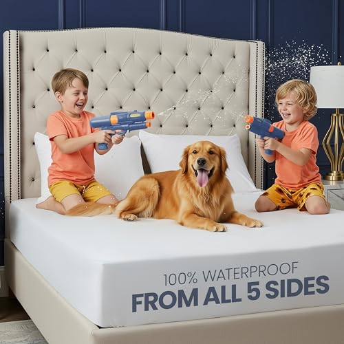 Utopia Bedding Waterproof 5-Sided Mattress Protector Queen Size, Premium Breathable Mattress Cover, Fitted Style with Stretchable Pockets (White) - Image 2