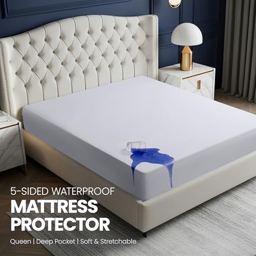Utopia Bedding Waterproof 5-Sided Mattress Protector Queen Size, Premium Breathable Mattress Cover, Fitted Style with Stretchable Pockets (White) - Image 3