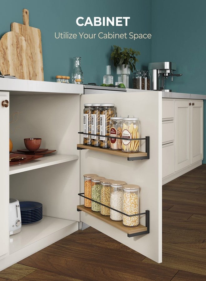 OROPY 2 Pack Spice Rack Wall Mounted, Solid Wood Spice Shelf for Kitchen Wall, Hanging Storage Shelves for Spices, Herbs, Jars, 40x9x7cm-Rustic Brown - Image 3