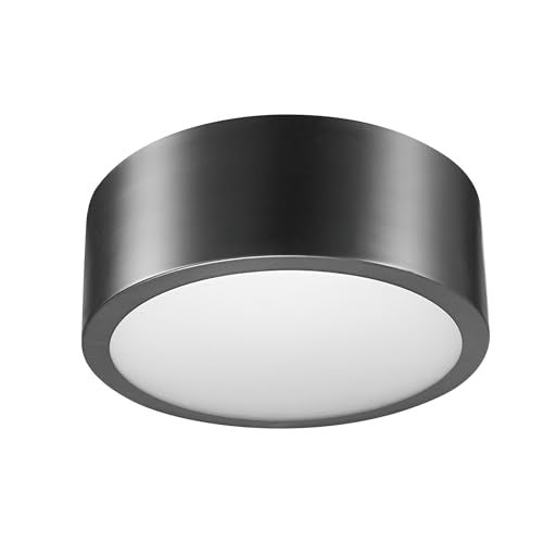 Globe Electric 60304 Edinburg LED Integrated Flush Mount Ceiling Light, Black Iron Finish, Frosted Glass Shade, 18W, 3000 Kelvin, 1100 Lumens, Dimmable 60304 - Image 5