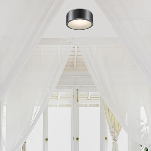 Globe Electric 60304 Edinburg LED Integrated Flush Mount Ceiling Light, Black Iron Finish, Frosted Glass Shade, 18W, 3000 Kelvin, 1100 Lumens, Dimmable 60304 - Image 3