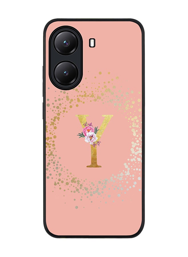 Stylizedd For Xiaomi Poco X7 Pro 5G Case,Slim fit Camera Protection, Shockproof Thin Phone cover  - Custom Monogram Floral - Y  (Rose Pink ) - Image 1