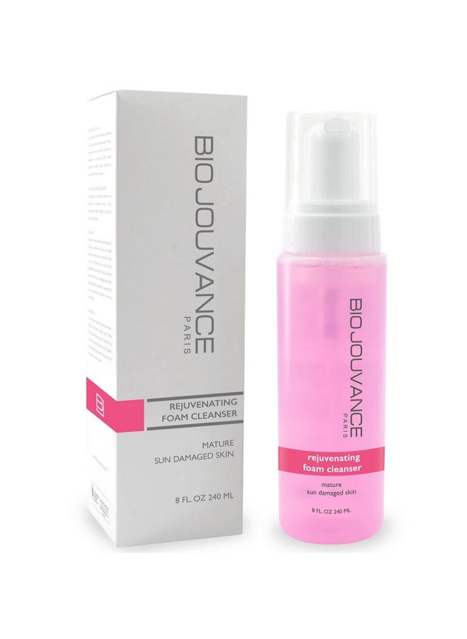 BIO JOUVANCE PARIS Rejuvenating Foaming Facial Cleanser 8Oz / 240Ml For Mature/Sun Damaged Skin Gentle Foam Face Wash & Makeup Remover Daily Skin Care Treatment Regimen Made In France  - Image 1