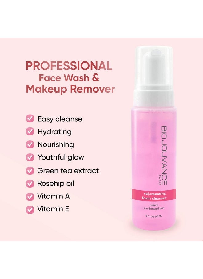 BIO JOUVANCE PARIS Rejuvenating Foaming Facial Cleanser 8Oz / 240Ml For Mature/Sun Damaged Skin Gentle Foam Face Wash & Makeup Remover Daily Skin Care Treatment Regimen Made In France  - Image 4