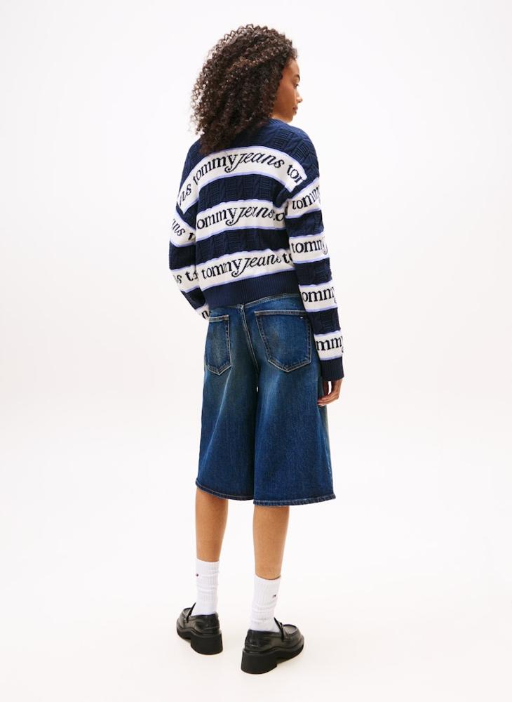TOMMY JEANS Logo Striped Crew Neck Sweater - Image 2